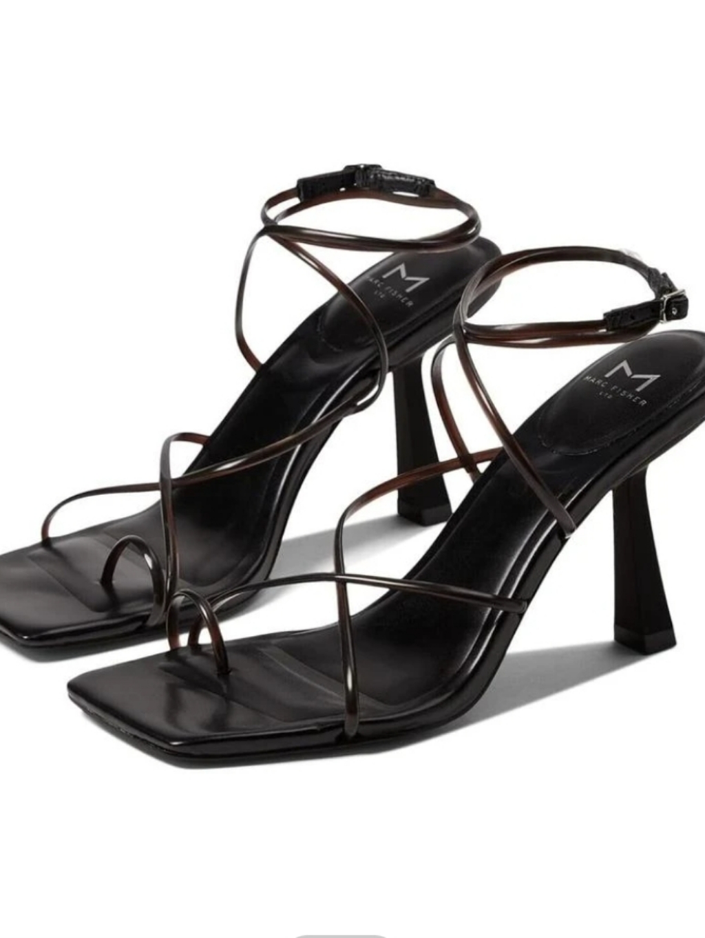 Marc Fisherdariana Sandals Black Ankle Strap Spool Heel Size 10